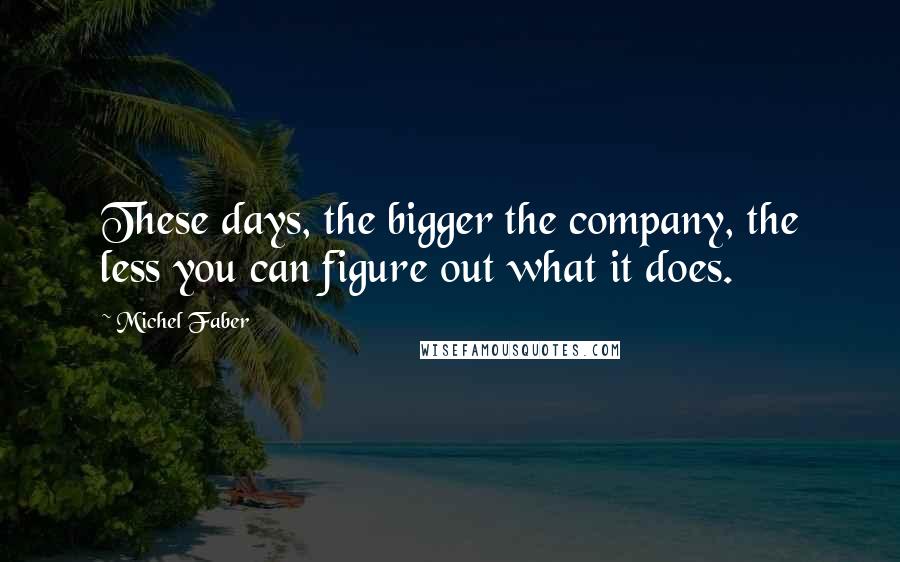 Michel Faber Quotes: These days, the bigger the company, the less you can figure out what it does.