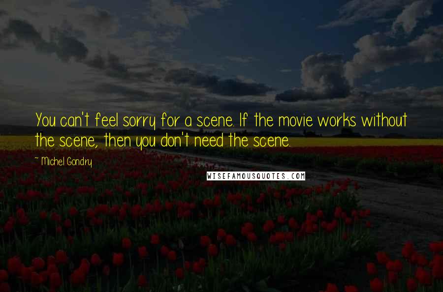 Michel Gondry Quotes: You can't feel sorry for a scene. If the movie works without the scene, then you don't need the scene.