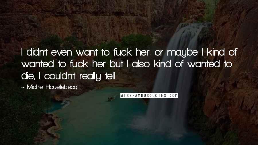 Michel Houellebecq Quotes: I didn't even want to fuck her, or maybe I kind of wanted to fuck her but I also kind of wanted to die, I couldn't really tell.