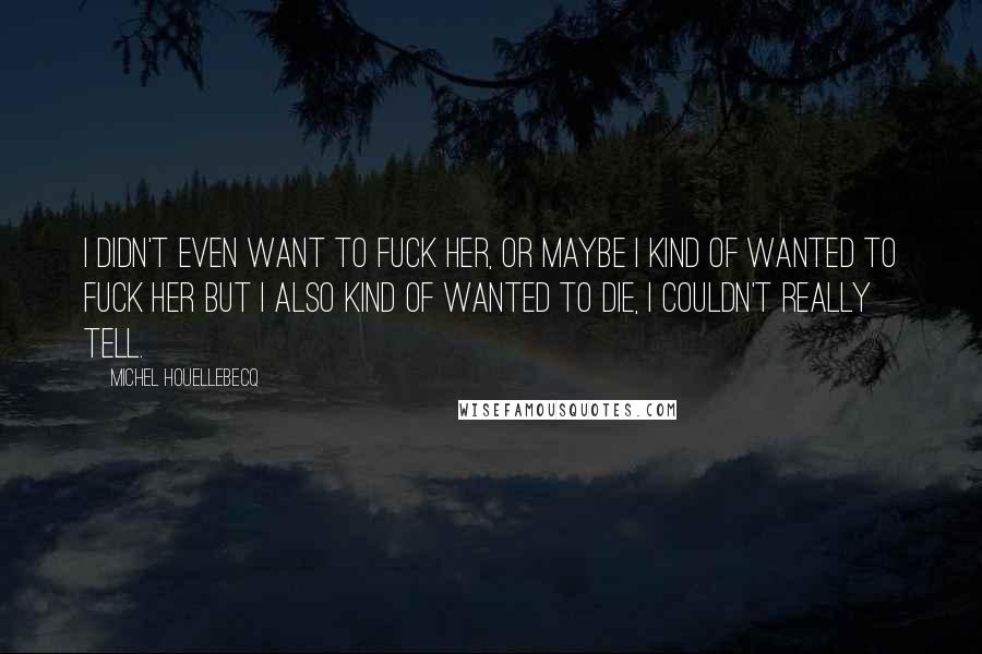 Michel Houellebecq Quotes: I didn't even want to fuck her, or maybe I kind of wanted to fuck her but I also kind of wanted to die, I couldn't really tell.