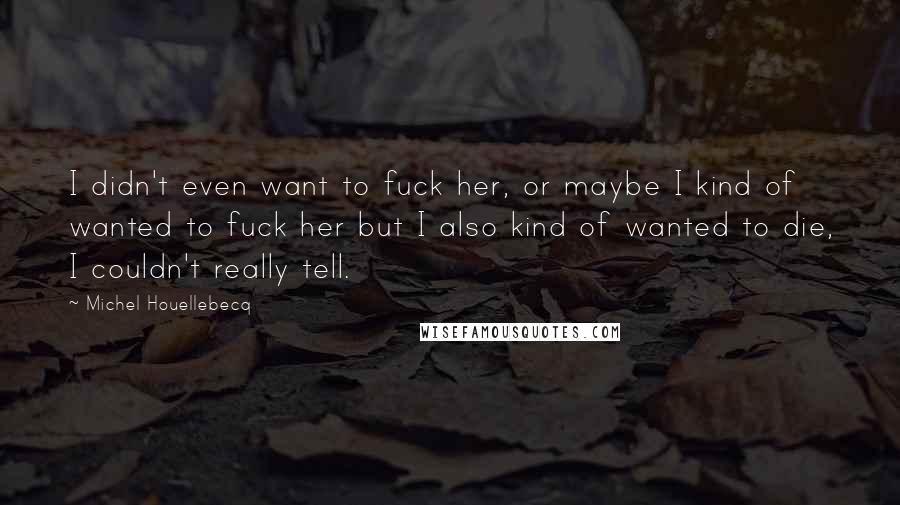 Michel Houellebecq Quotes: I didn't even want to fuck her, or maybe I kind of wanted to fuck her but I also kind of wanted to die, I couldn't really tell.