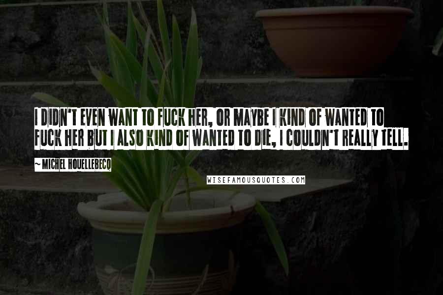 Michel Houellebecq Quotes: I didn't even want to fuck her, or maybe I kind of wanted to fuck her but I also kind of wanted to die, I couldn't really tell.
