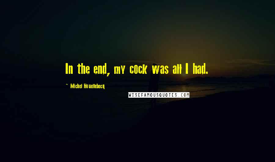 Michel Houellebecq Quotes: In the end, my cock was all I had.