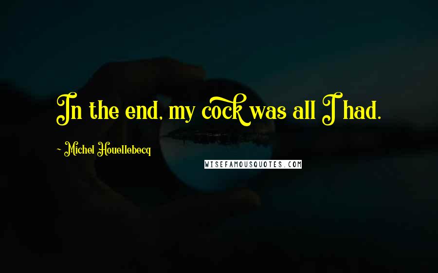 Michel Houellebecq Quotes: In the end, my cock was all I had.