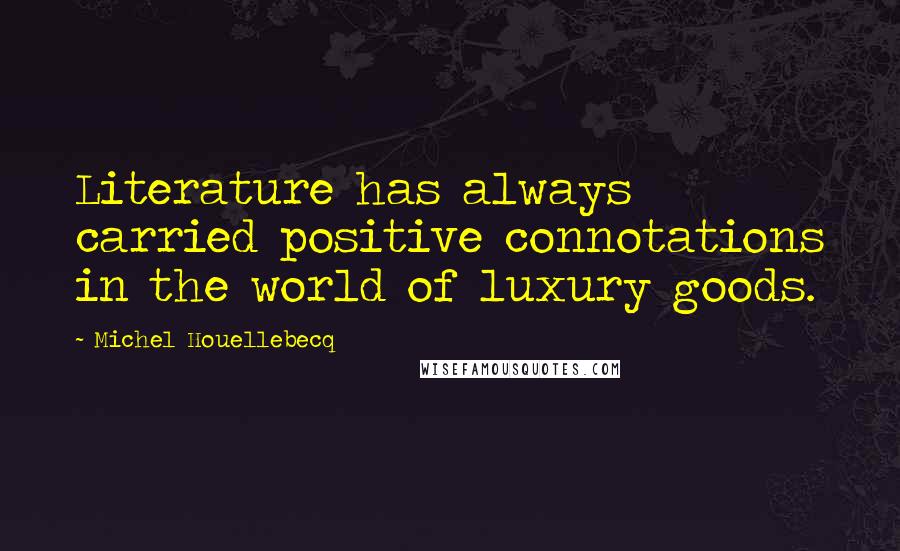 Michel Houellebecq Quotes: Literature has always carried positive connotations in the world of luxury goods.