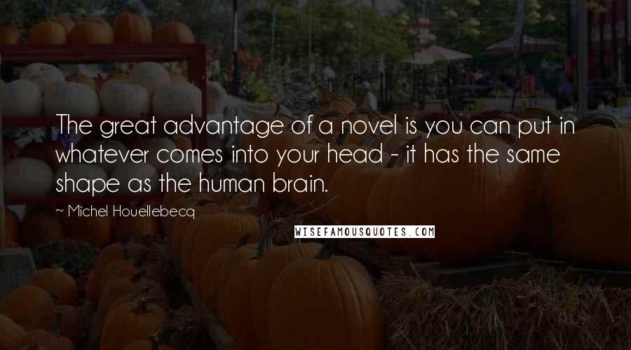 Michel Houellebecq Quotes: The great advantage of a novel is you can put in whatever comes into your head - it has the same shape as the human brain.