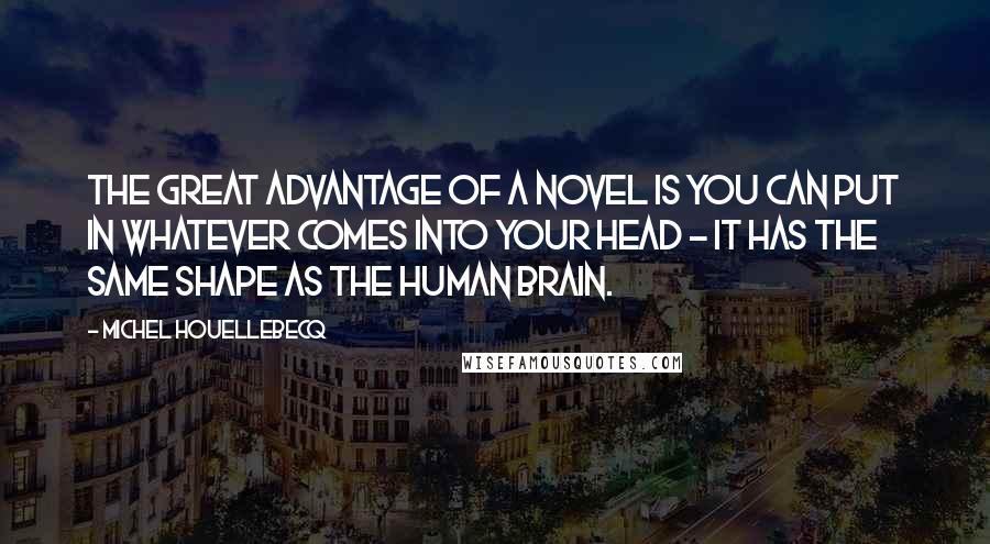 Michel Houellebecq Quotes: The great advantage of a novel is you can put in whatever comes into your head - it has the same shape as the human brain.