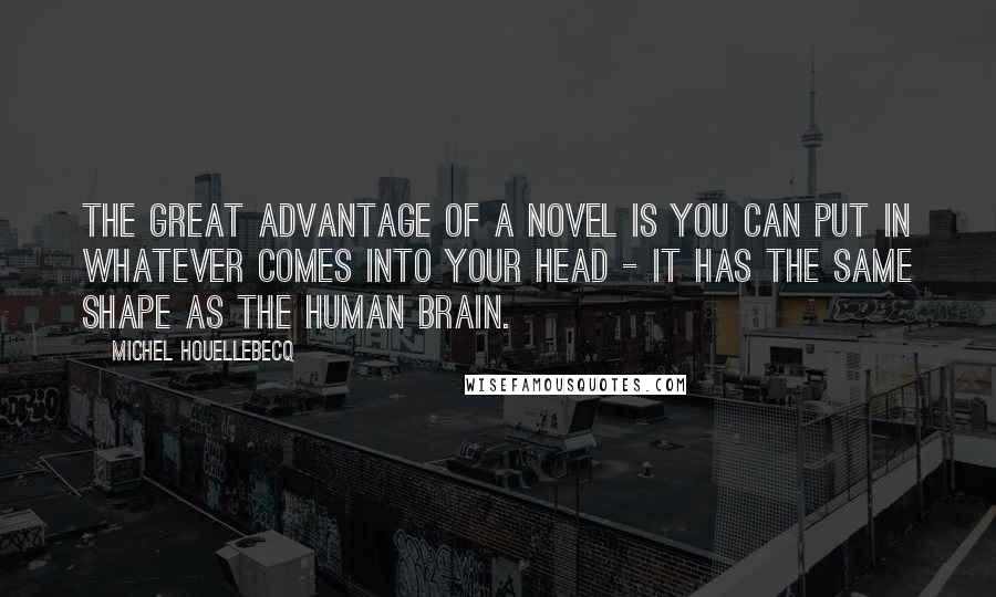 Michel Houellebecq Quotes: The great advantage of a novel is you can put in whatever comes into your head - it has the same shape as the human brain.