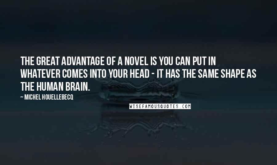 Michel Houellebecq Quotes: The great advantage of a novel is you can put in whatever comes into your head - it has the same shape as the human brain.