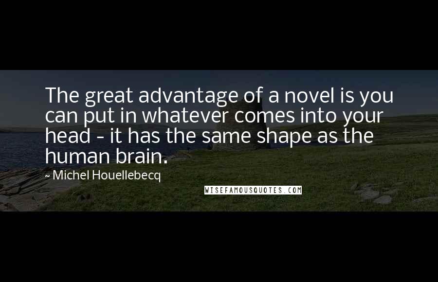 Michel Houellebecq Quotes: The great advantage of a novel is you can put in whatever comes into your head - it has the same shape as the human brain.