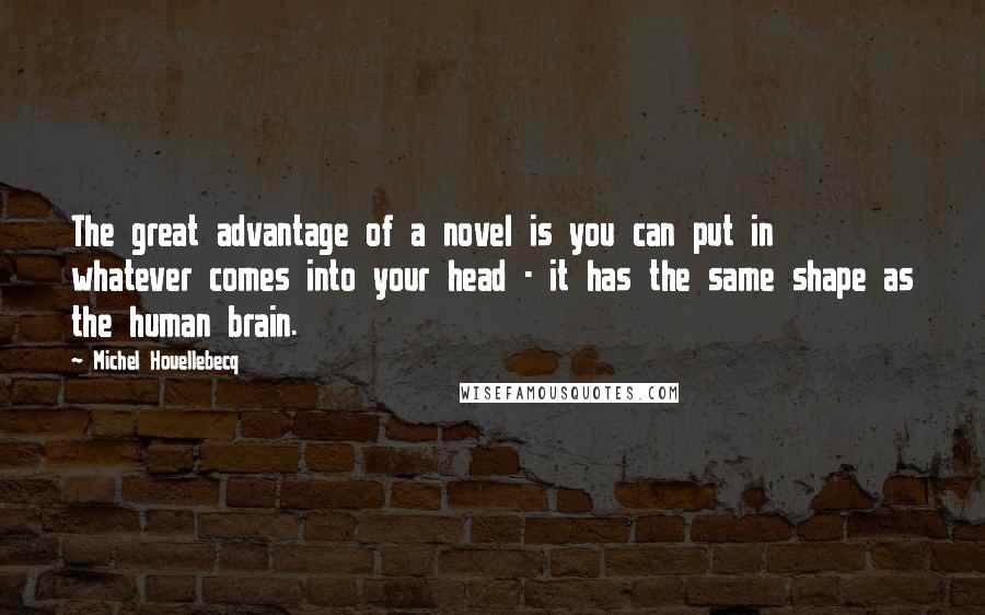 Michel Houellebecq Quotes: The great advantage of a novel is you can put in whatever comes into your head - it has the same shape as the human brain.