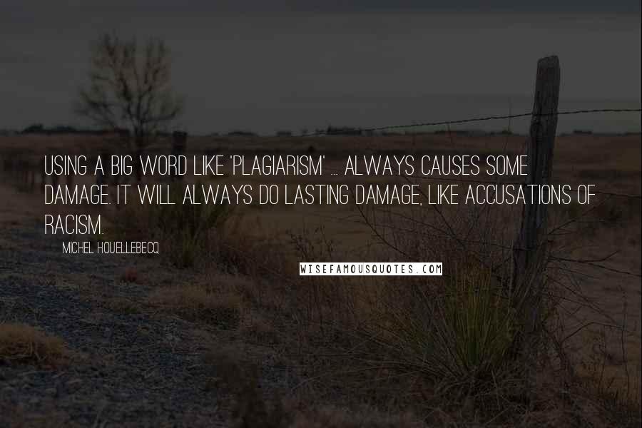 Michel Houellebecq Quotes: Using a big word like 'plagiarism' ... always causes some damage. It will always do lasting damage, like accusations of racism.