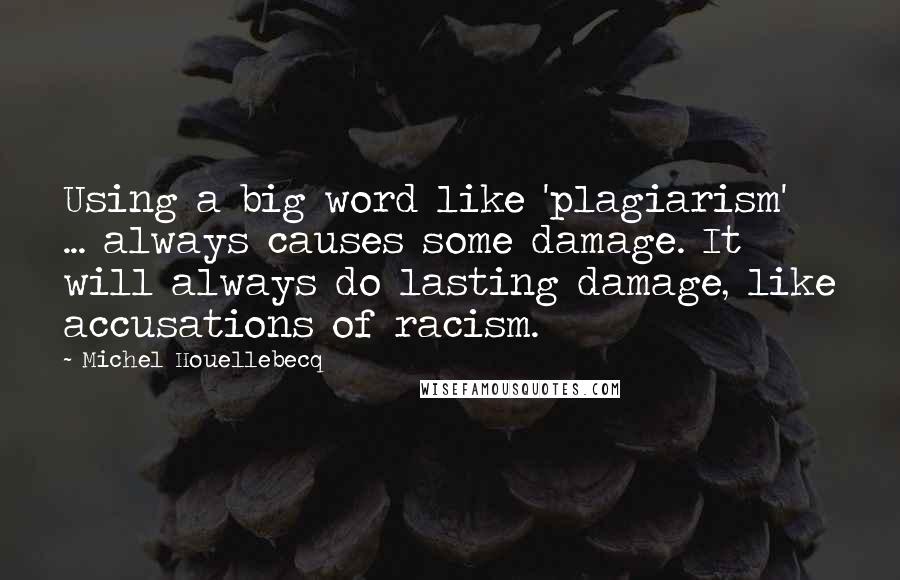 Michel Houellebecq Quotes: Using a big word like 'plagiarism' ... always causes some damage. It will always do lasting damage, like accusations of racism.