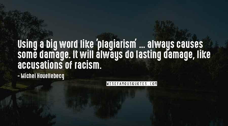 Michel Houellebecq Quotes: Using a big word like 'plagiarism' ... always causes some damage. It will always do lasting damage, like accusations of racism.