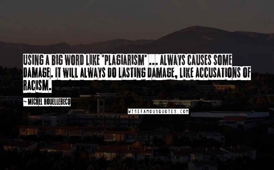 Michel Houellebecq Quotes: Using a big word like 'plagiarism' ... always causes some damage. It will always do lasting damage, like accusations of racism.