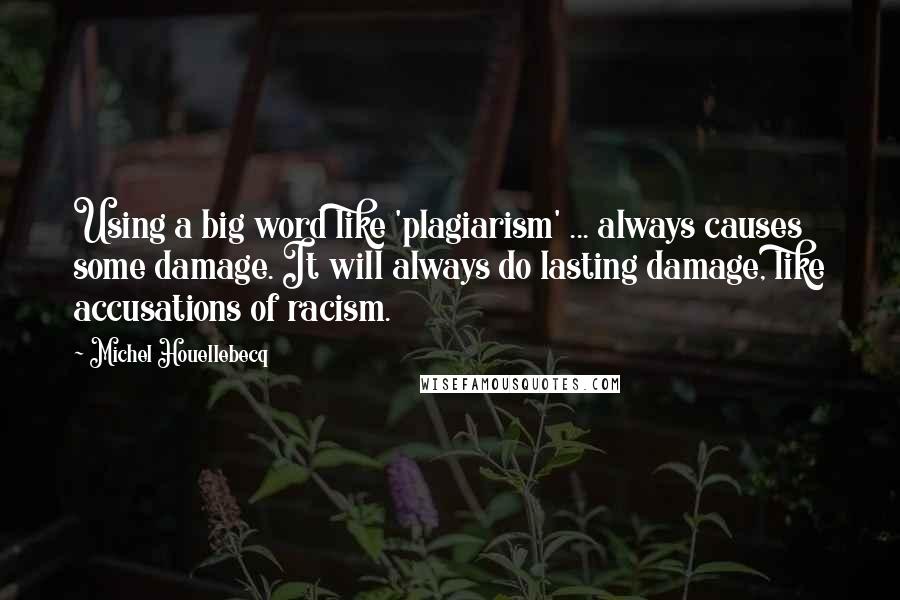 Michel Houellebecq Quotes: Using a big word like 'plagiarism' ... always causes some damage. It will always do lasting damage, like accusations of racism.