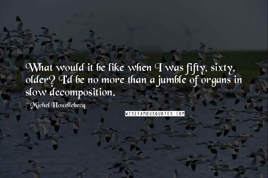 Michel Houellebecq Quotes: What would it be like when I was fifty, sixty, older? I'd be no more than a jumble of organs in slow decomposition.