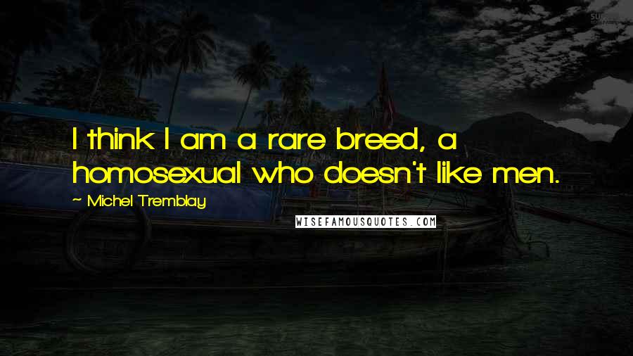 Michel Tremblay Quotes: I think I am a rare breed, a homosexual who doesn't like men.