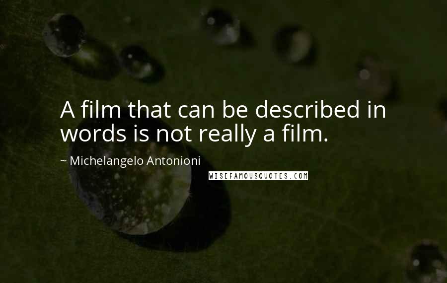 Michelangelo Antonioni Quotes: A film that can be described in words is not really a film.