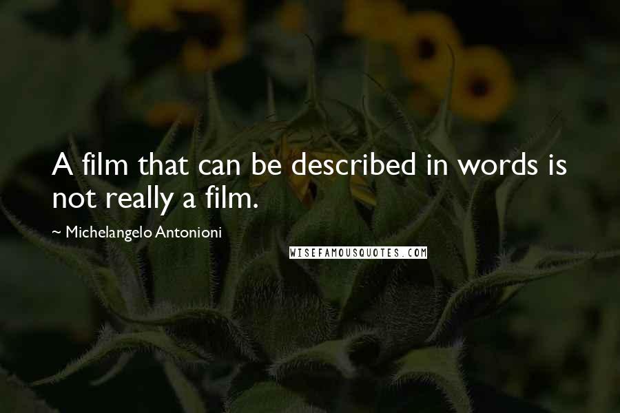 Michelangelo Antonioni Quotes: A film that can be described in words is not really a film.