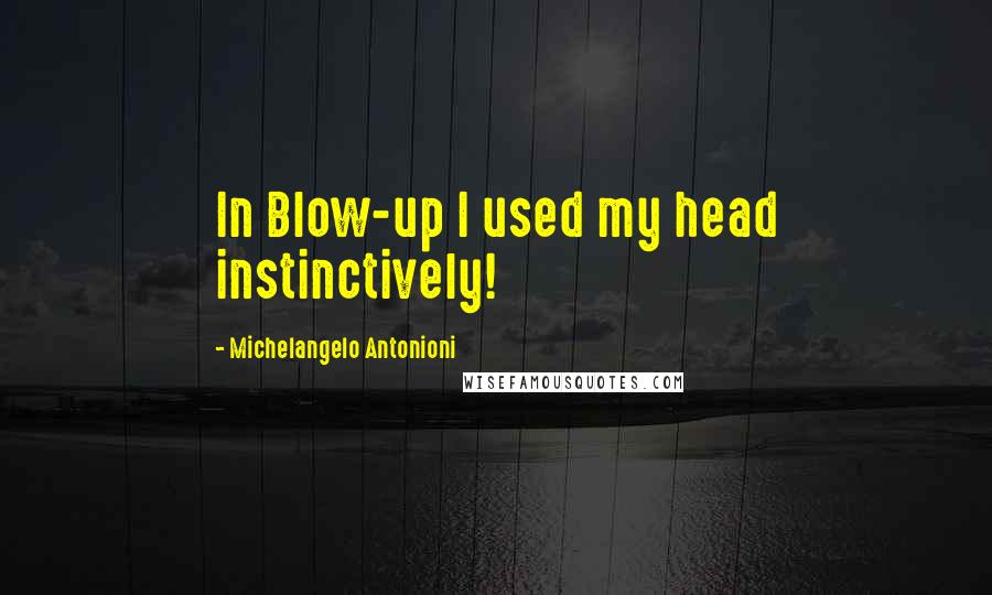 Michelangelo Antonioni Quotes: In Blow-up I used my head instinctively!