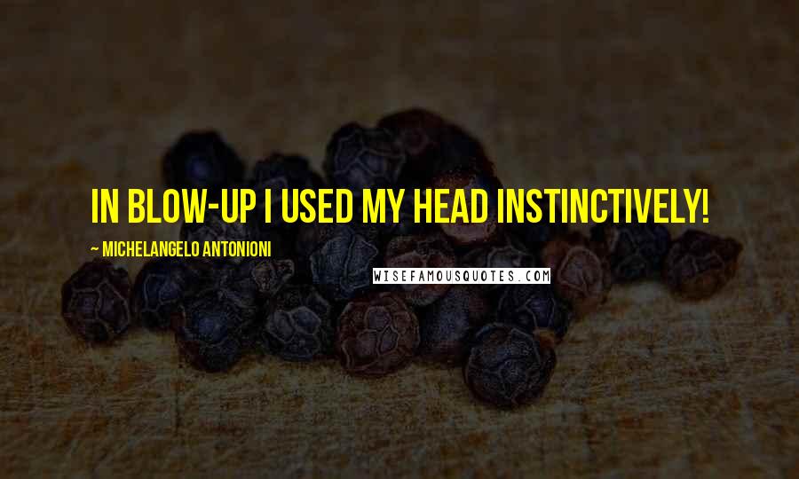 Michelangelo Antonioni Quotes: In Blow-up I used my head instinctively!