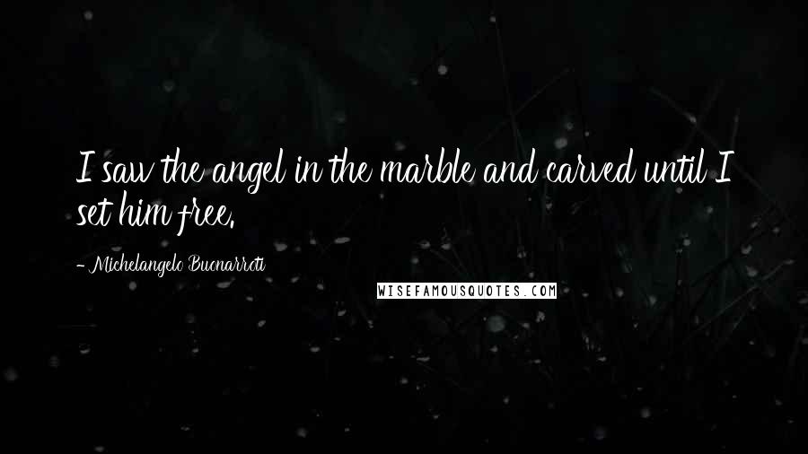 Michelangelo Buonarroti Quotes: I saw the angel in the marble and carved until I set him free.