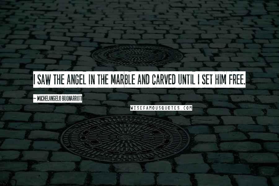 Michelangelo Buonarroti Quotes: I saw the angel in the marble and carved until I set him free.