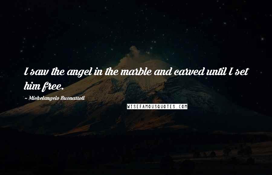 Michelangelo Buonarroti Quotes: I saw the angel in the marble and carved until I set him free.