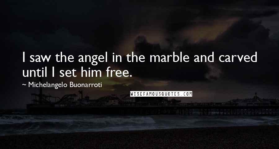 Michelangelo Buonarroti Quotes: I saw the angel in the marble and carved until I set him free.