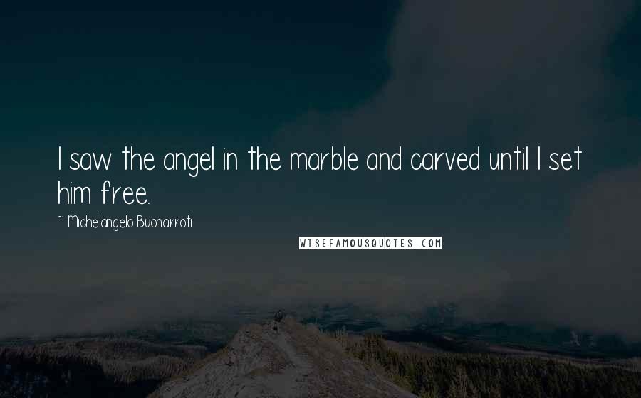 Michelangelo Buonarroti Quotes: I saw the angel in the marble and carved until I set him free.