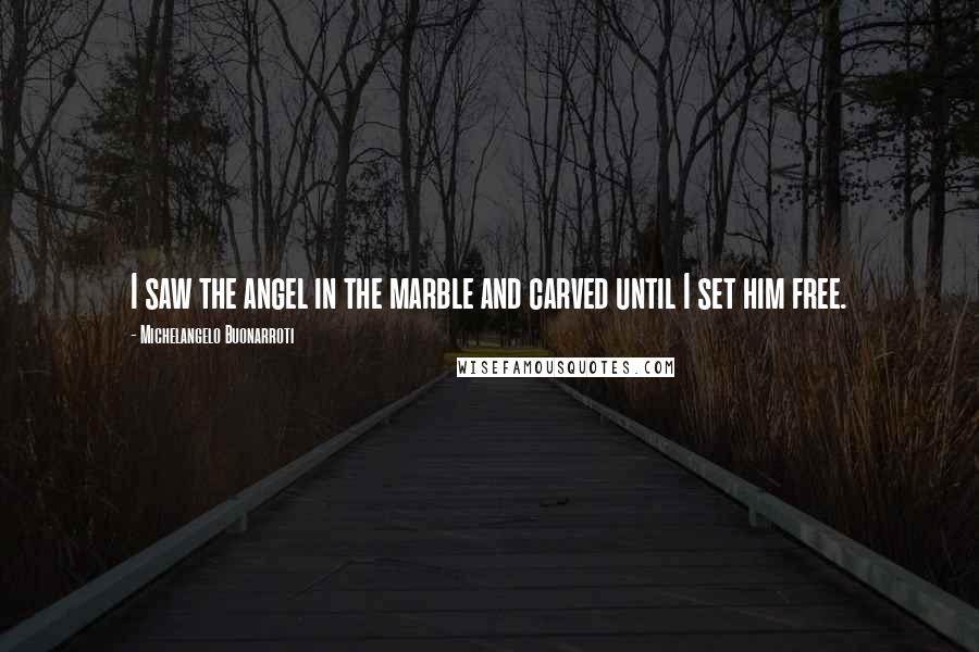 Michelangelo Buonarroti Quotes: I saw the angel in the marble and carved until I set him free.