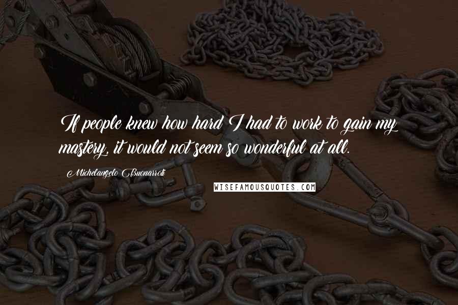 Michelangelo Buonarroti Quotes: If people knew how hard I had to work to gain my mastery, it would not seem so wonderful at all.