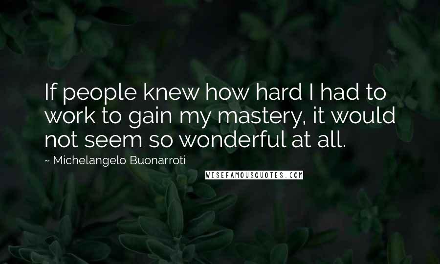 Michelangelo Buonarroti Quotes: If people knew how hard I had to work to gain my mastery, it would not seem so wonderful at all.