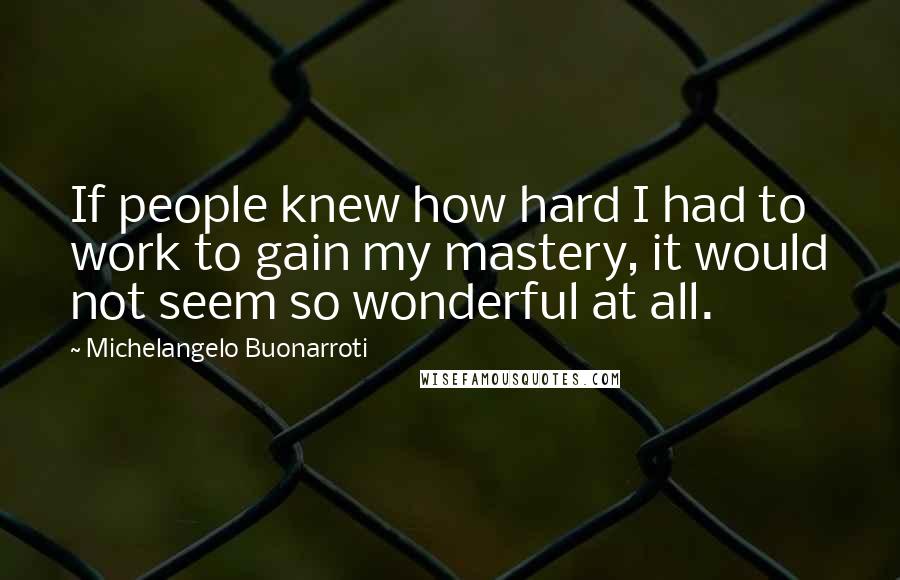 Michelangelo Buonarroti Quotes: If people knew how hard I had to work to gain my mastery, it would not seem so wonderful at all.