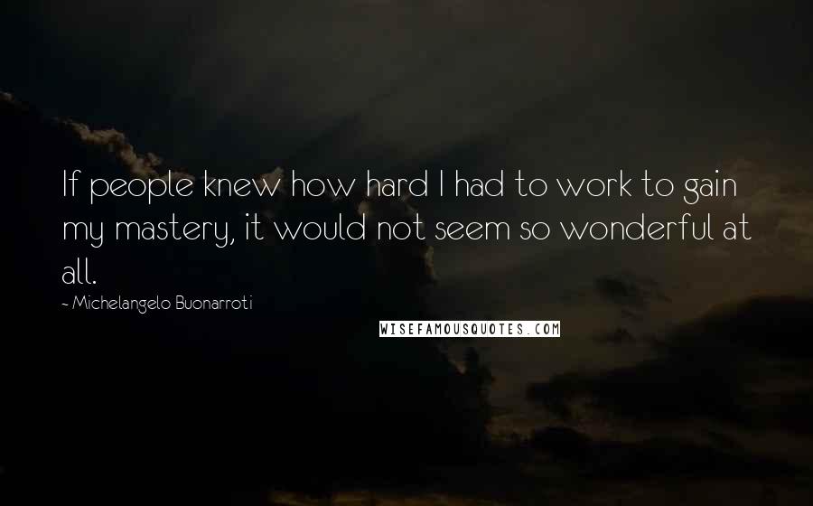 Michelangelo Buonarroti Quotes: If people knew how hard I had to work to gain my mastery, it would not seem so wonderful at all.
