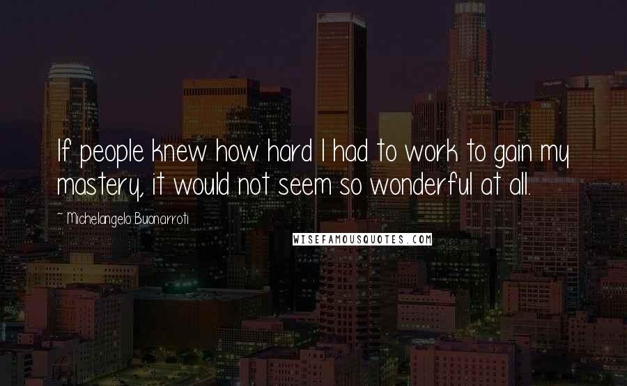 Michelangelo Buonarroti Quotes: If people knew how hard I had to work to gain my mastery, it would not seem so wonderful at all.
