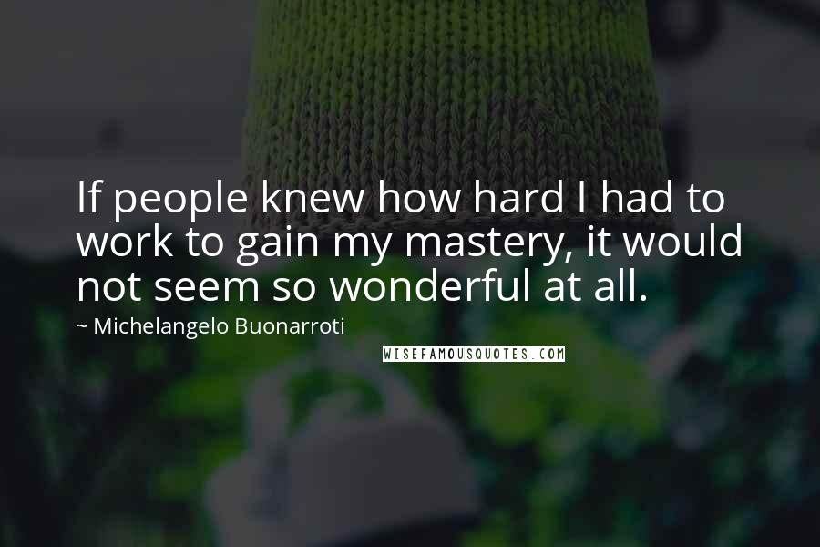 Michelangelo Buonarroti Quotes: If people knew how hard I had to work to gain my mastery, it would not seem so wonderful at all.