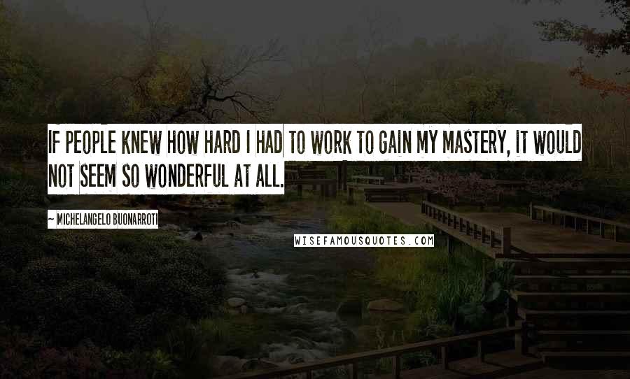 Michelangelo Buonarroti Quotes: If people knew how hard I had to work to gain my mastery, it would not seem so wonderful at all.