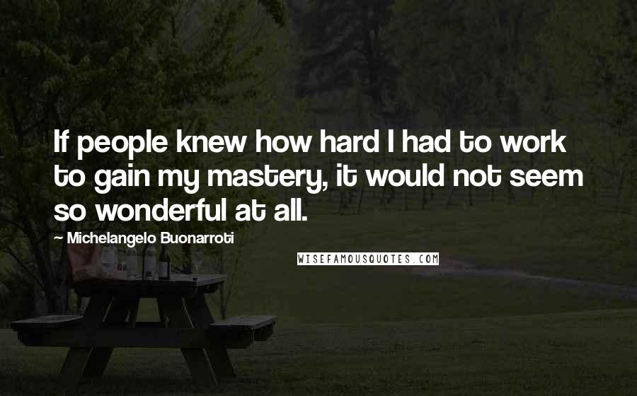 Michelangelo Buonarroti Quotes: If people knew how hard I had to work to gain my mastery, it would not seem so wonderful at all.