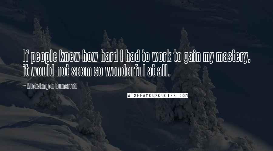 Michelangelo Buonarroti Quotes: If people knew how hard I had to work to gain my mastery, it would not seem so wonderful at all.