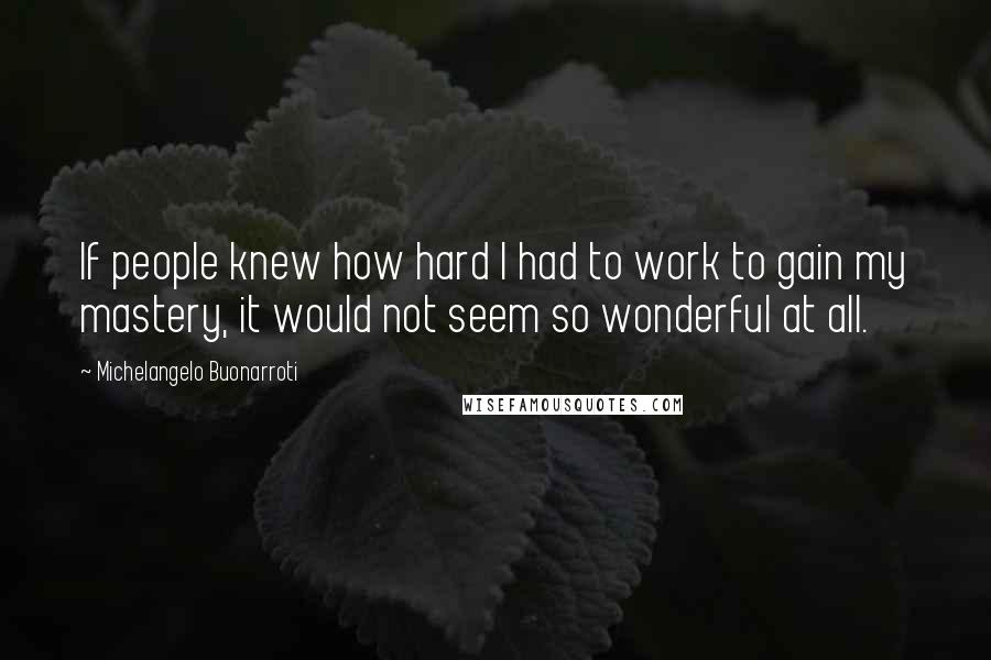 Michelangelo Buonarroti Quotes: If people knew how hard I had to work to gain my mastery, it would not seem so wonderful at all.