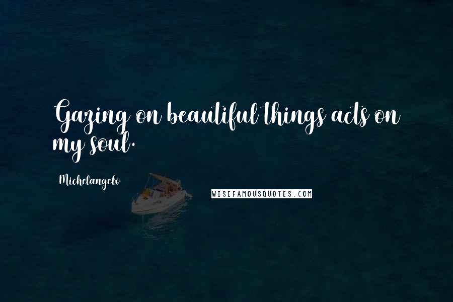 Michelangelo Quotes: Gazing on beautiful things acts on my soul.