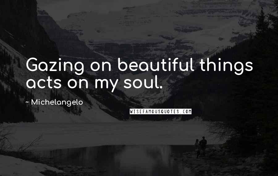 Michelangelo Quotes: Gazing on beautiful things acts on my soul.