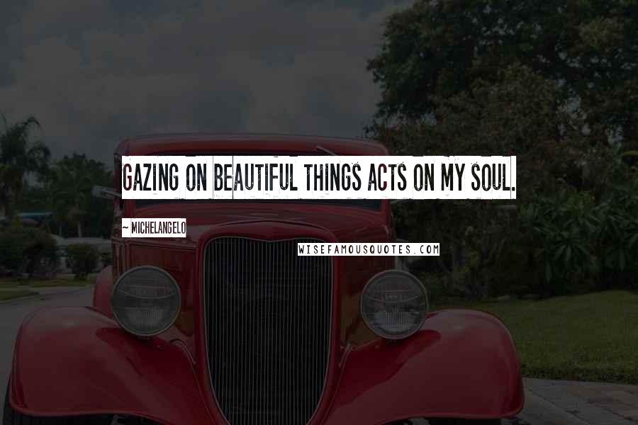 Michelangelo Quotes: Gazing on beautiful things acts on my soul.