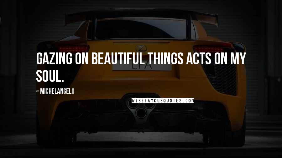 Michelangelo Quotes: Gazing on beautiful things acts on my soul.