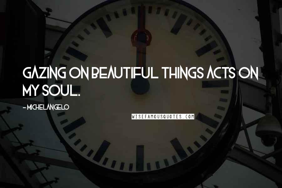 Michelangelo Quotes: Gazing on beautiful things acts on my soul.