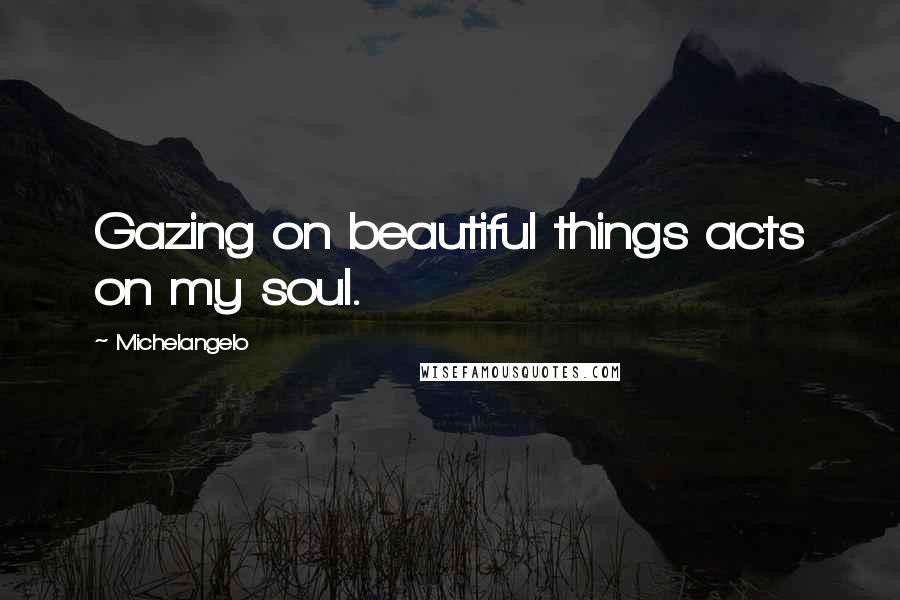 Michelangelo Quotes: Gazing on beautiful things acts on my soul.