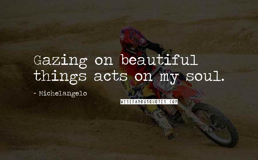 Michelangelo Quotes: Gazing on beautiful things acts on my soul.
