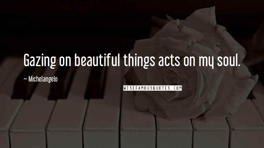 Michelangelo Quotes: Gazing on beautiful things acts on my soul.